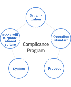 Complicance Program - 조직체계, 경영진의지 조직문화, 시스템, 프로세스, 운영기준