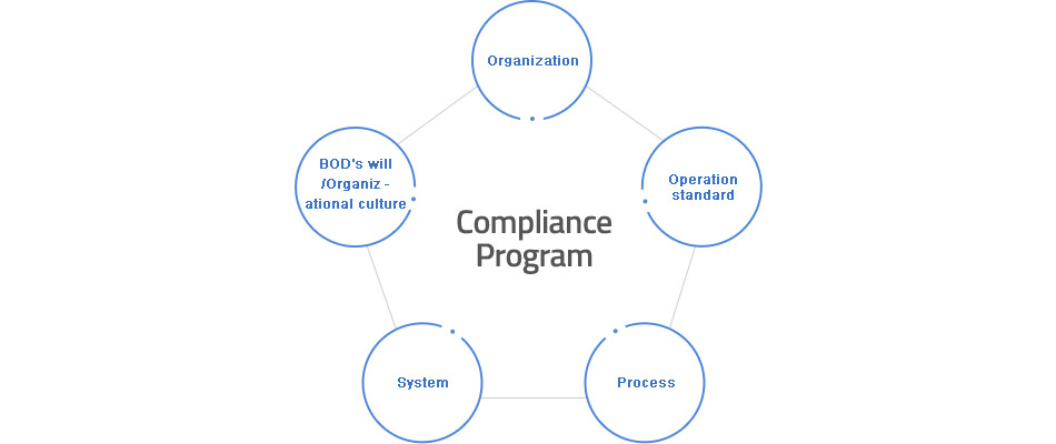 Compliance Program - 경영진의지 조직문화, 조직체계, 운영기준, 프로세스, 시스템